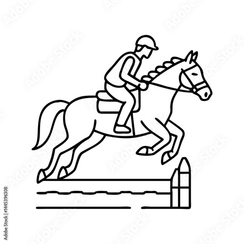 equestrian jumping icon, equestrian jumping line art - simple line art of equestrian jumping, perfect for equestrian jumping logos and icons