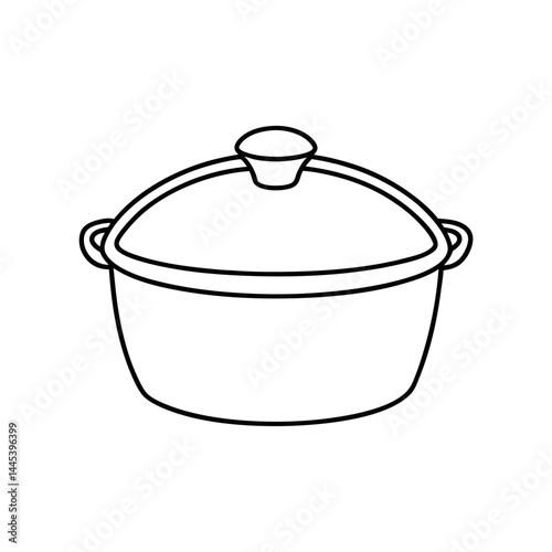 Outline of a Casserole Dish Line Art Vector