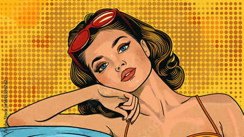 Beautiful sexy woman pin-up girl in retro style. Vector illustration.