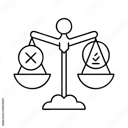 ethical dilemma icon, ethical dilemma line art - simple line art of ethical dilemma, perfect for ethical dilemma logos and icons