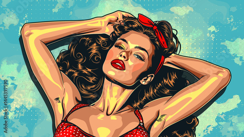 Beautiful sexy woman pin-up girl in retro style. Vector illustration.