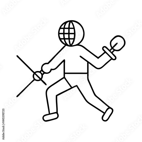 fencing icon, fencing line art - simple line art of fencing, perfect for fencing logos and icons