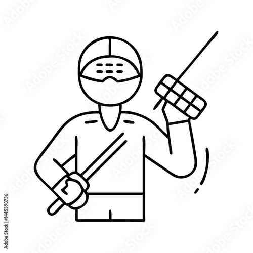 fencing icon, fencing line art - simple line art of fencing, perfect for fencing logos and icons