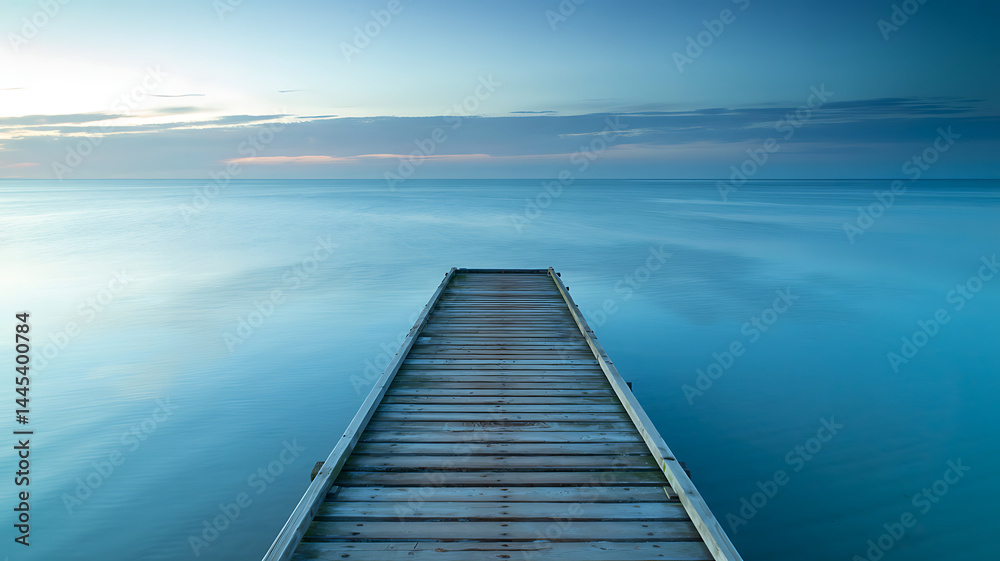 Fototapeta premium Serene ocean pier tranquil waters peaceful sunset magical view