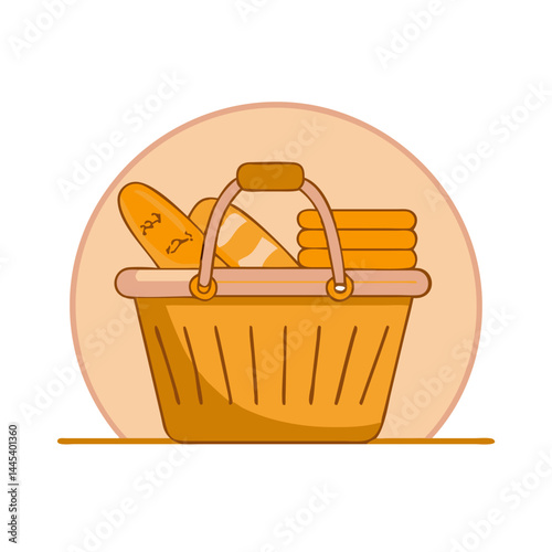 Basket with folded towels and loofah