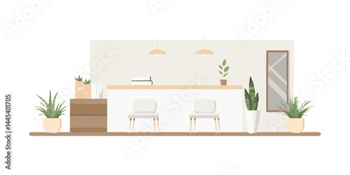 Cozy modern kitchen with plants and furniture