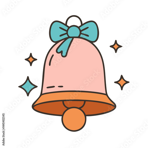 Pink holiday bell with bow and sparkles