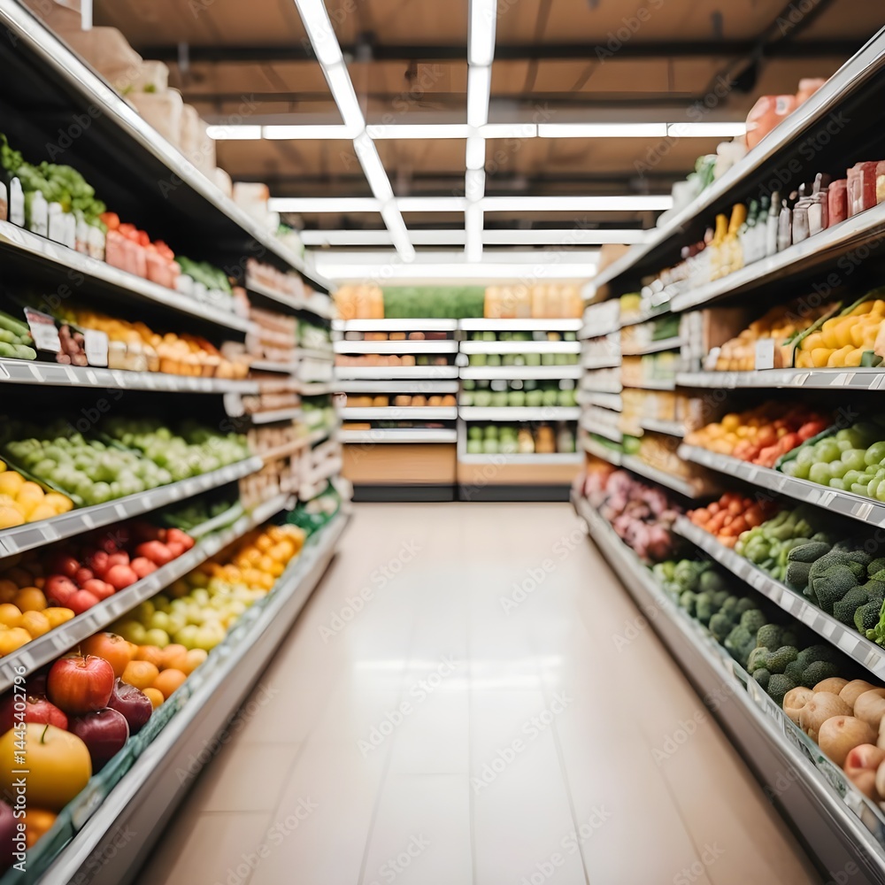 Fototapeta premium Fresh Produce Aisle in Modern Supermarket