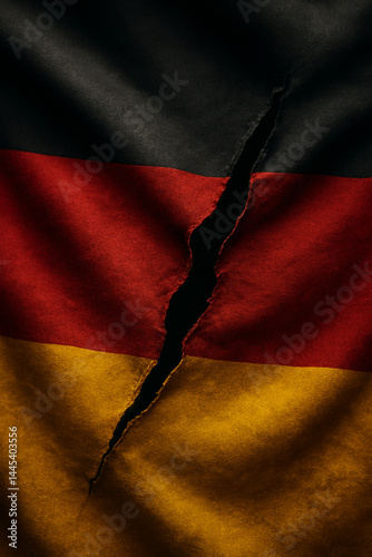 Zerreißprobe - Symbolische Spannung in der Deutschlandflagge Stress Test - Symbolic Tension in the German Flag 