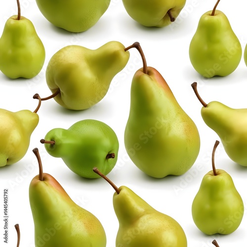 Seamless Pattern of Fresh Green Pears