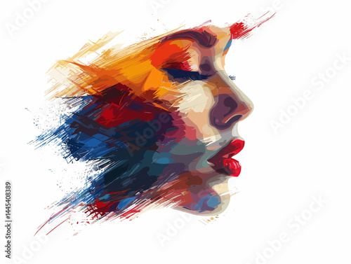Abstract woman face on white background. Vector illustration for your design