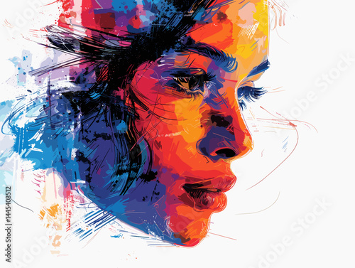 Portrait of a beautiful woman in profile. Vector Illustration.