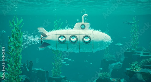 Wallpaper Mural Submarine underwater scene illustration Torontodigital.ca