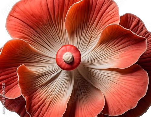 Close-up of a Red Mushroom with Delicate Gills
