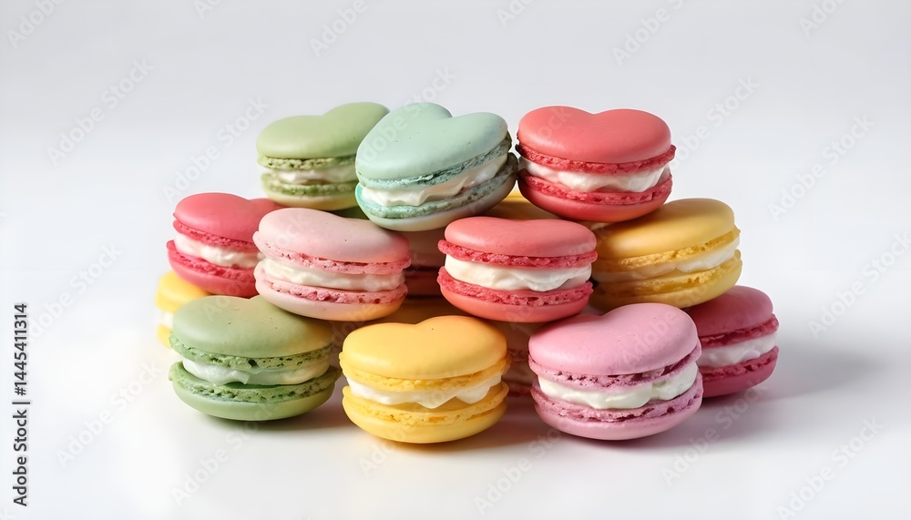 Fototapeta premium Colorful Heart-Shaped Macarons