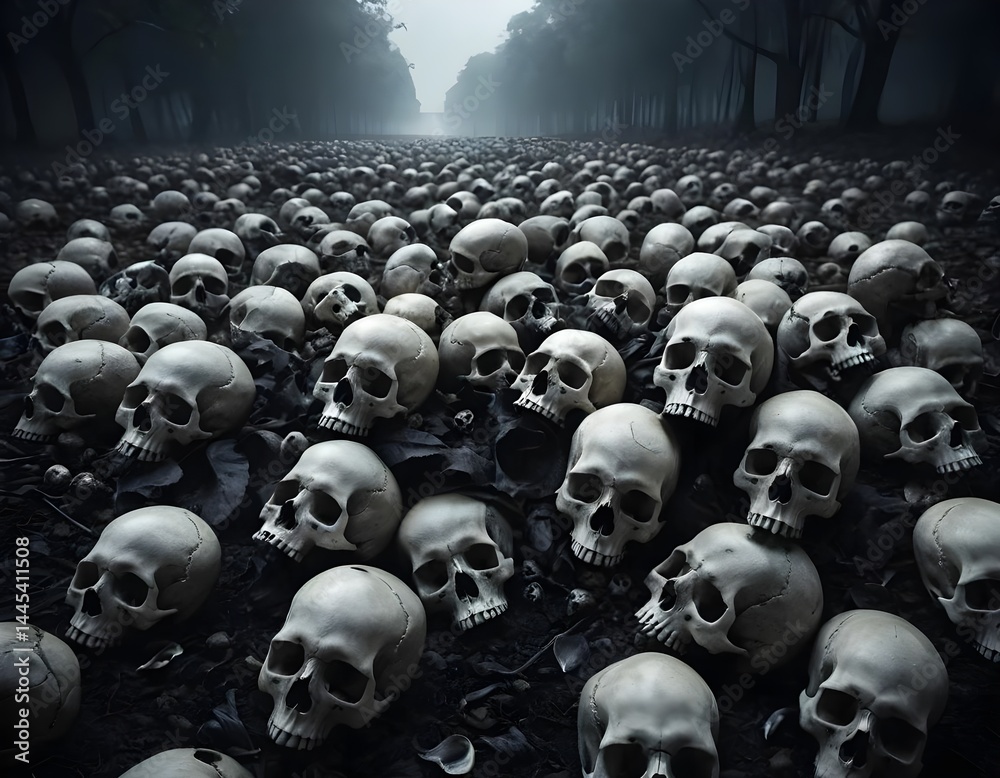 Obraz premium Many Skulls in Dark Forest