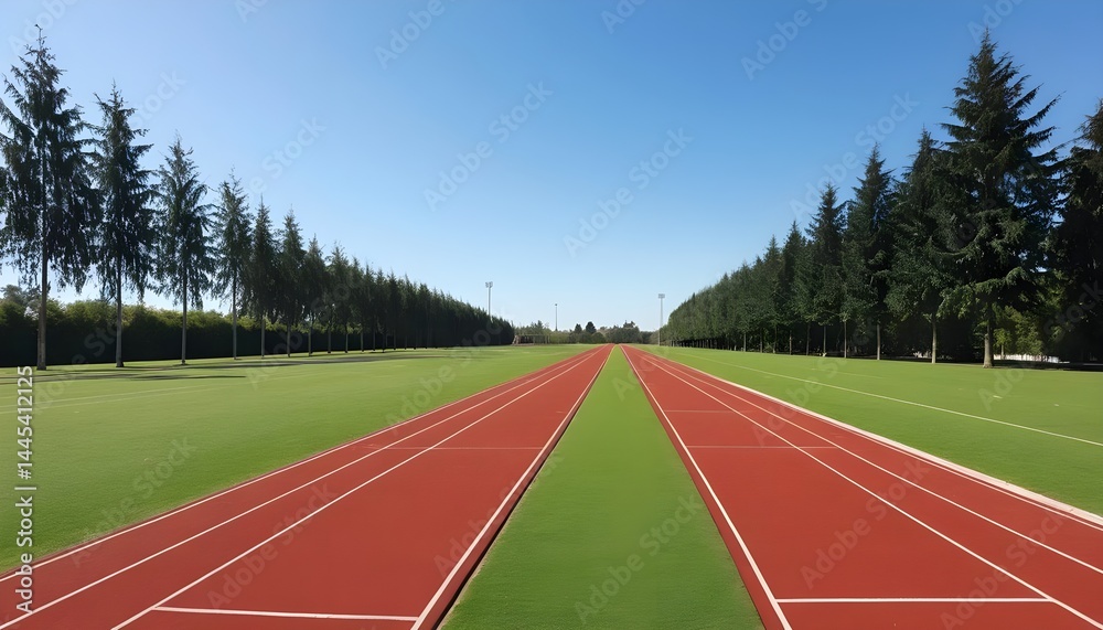 Fototapeta premium Running Track Through Evergreen Trees