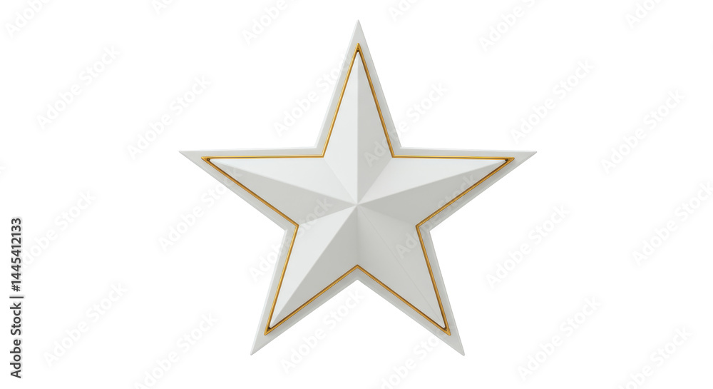 Isolated White Star with Golden Edges for Achievement Recognition Isolated White Star with Golden Edges for Achievement Recognition
