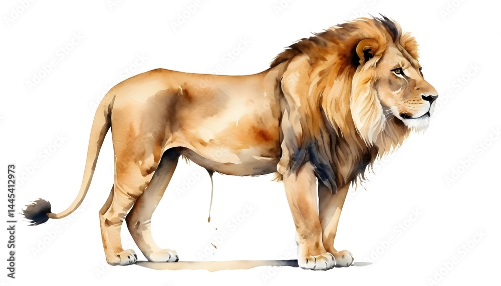 Obraz premium Majestic Male Lion in Watercolor