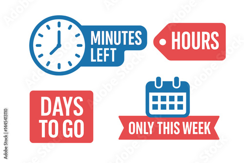 Countdown icons featuring minutes, hours, days to go, and weekly reminders for events or deadlines