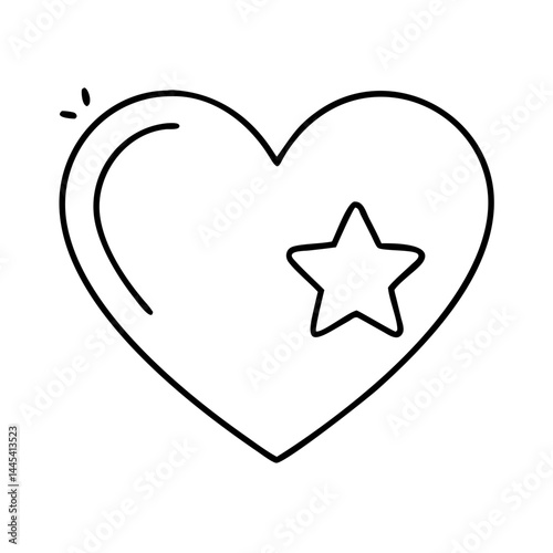 heart with star icon, heart with star line art - simple line art of heart with star, perfect for heart with star logos and icons