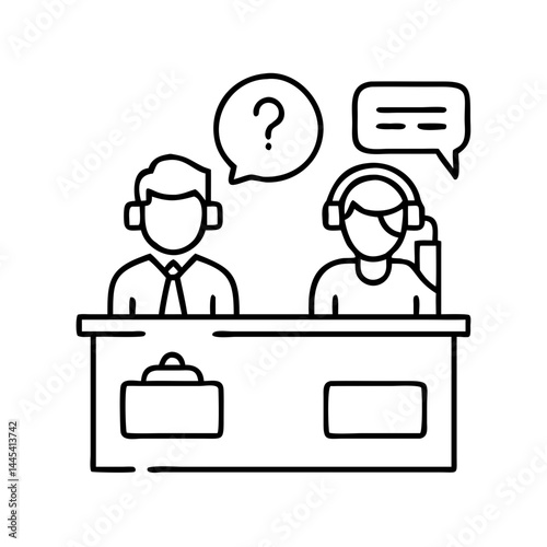 help desk icon, help desk line art - simple line art of help desk, perfect for help desk logos and icons