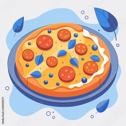 Pepperoni Pizza with Blueberries and Basil