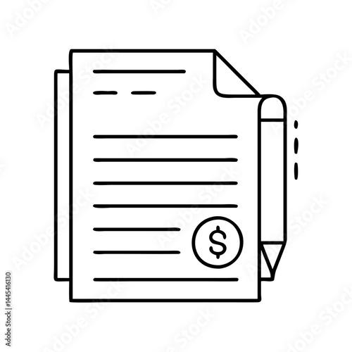 loan agreement document icon, loan agreement document line art - simple line art of loan agreement document, perfect for loan agreement document logos and icons