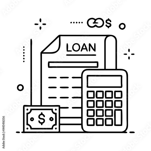 loan calculator with results icon, loan calculator with results line art - simple line art of loan calculator with results, perfect for loan calculator with results logos and icons