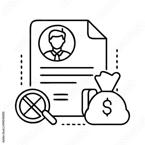 loan rejection icon, loan rejection line art - simple line art of loan rejection, perfect for loan rejection logos and icons