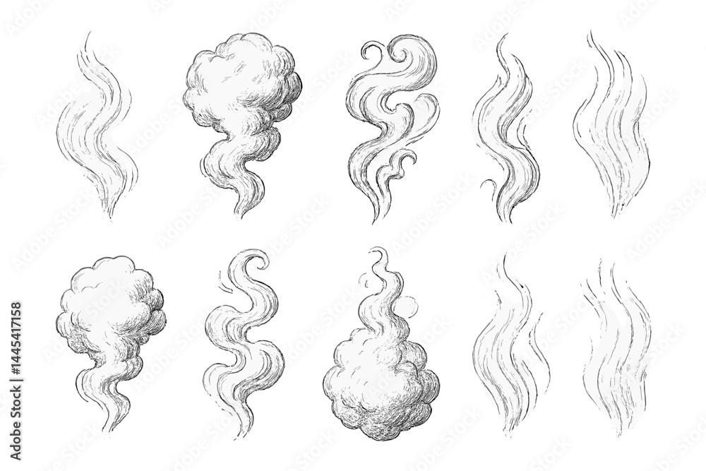Collection of decorative vector smoke icons in various shapes and styles suitable for design projects