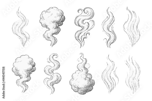Collection of decorative vector smoke icons in various shapes and styles suitable for design projects