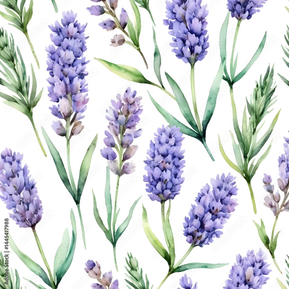 Obraz premium Watercolor Lavender Seamless Pattern