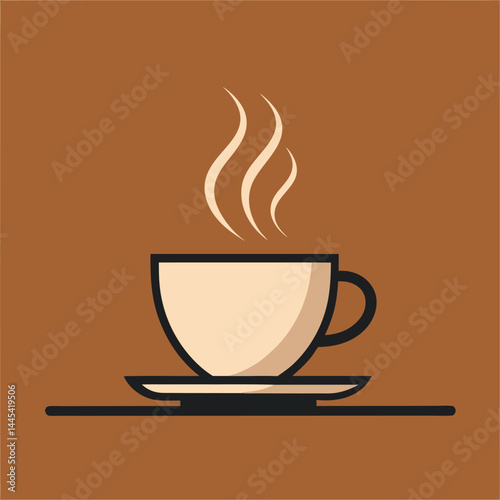 A vector illustration depicts a hot brown cup of coffee with a heart icon, suggesting a delightful cappuccino or mocha beverage