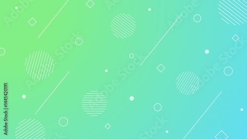 ブルーとグリーンのグラデーションメンフィス背景