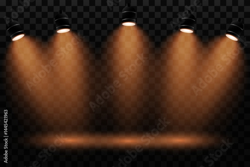 Spotlight. Light effect. Bright spotlight lighting. Vector light sources. Vector EPS 10.