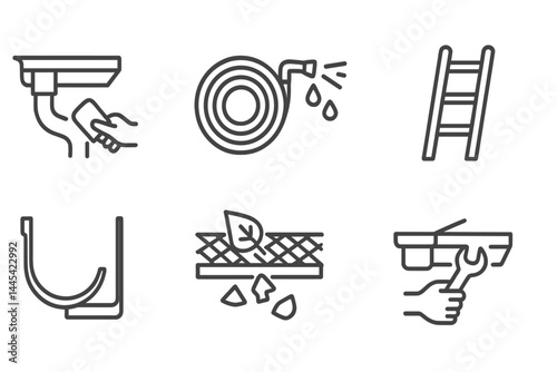 Vector icon set depicting various home maintenance tools and tasks for effective home care and repair activities