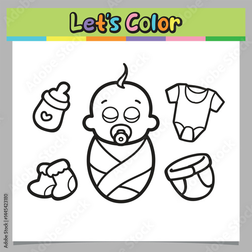 Baby sleeping coloring sheet
