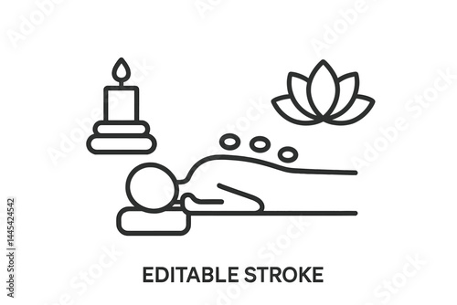 Stress relief through massage therapy with candles and lotus for relaxation