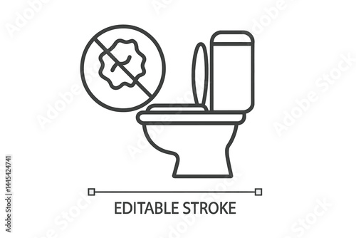 Vector icon depicting a toilet with a crossed-out symbol representing cleanliness and hygiene, suitable for various design projects