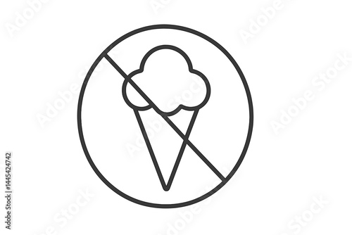 Vector icon depicting a no ice cream symbol in a simple design suitable for various signage purposes