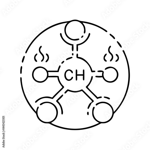 methane icon, methane line art - simple line art of methane, perfect for methane logos and icons