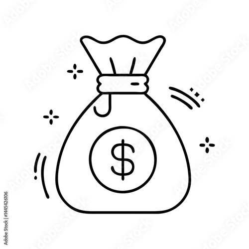 money bag icon, money bag line art - simple line art of money bag, perfect for money bag logos and icons