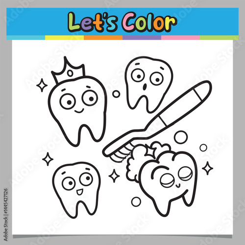 cute teeth character coloring sheet