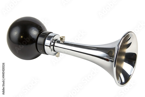 Vintage chrome bicycle horn, classic bike accessory on transparent background