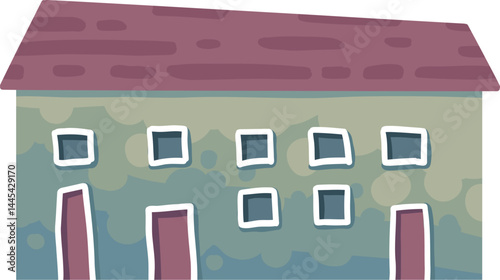 Cute tiny house. Cartoon small town houses, minimalism city buildings, minimal suburban residential house vector illustration icon. House small multicolour, structure town residential exterior