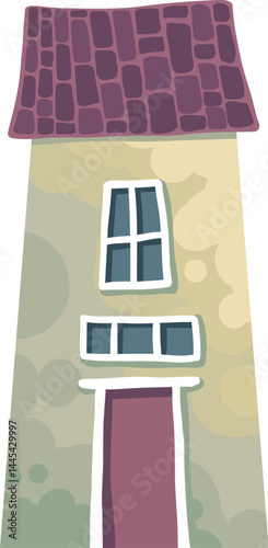 Cute tiny house. Cartoon small town houses, minimalism city buildings, minimal suburban residential house vector illustration icon. House small multicolour, structure town residential exterior
