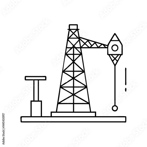 oil derrick icon, oil derrick line art - simple line art of oil derrick, perfect for oil derrick logos and icons
