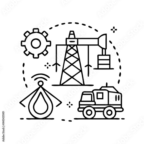 oilfield services icon, oilfield services line art - simple line art of oilfield services, perfect for oilfield services logos and icons