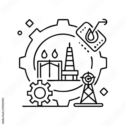 oilfield services icon, oilfield services line art - simple line art of oilfield services, perfect for oilfield services logos and icons